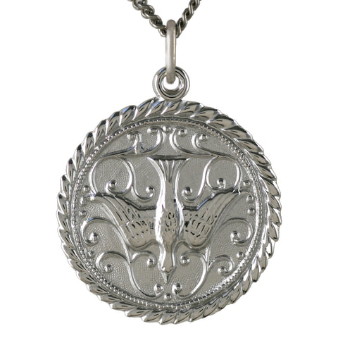 Sterling Silver Round Holy Spirit Medal