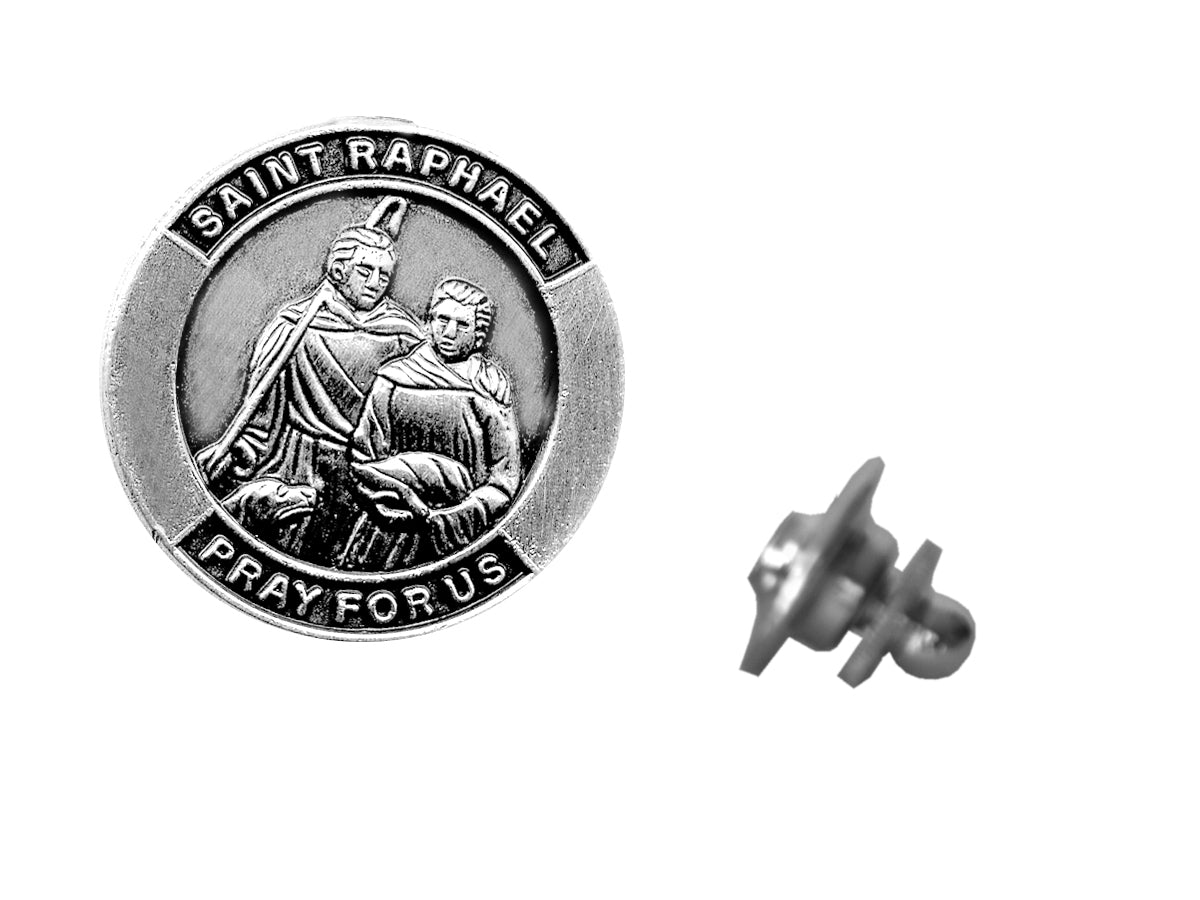 Saint Raphael Devotional Candle with lapel pin