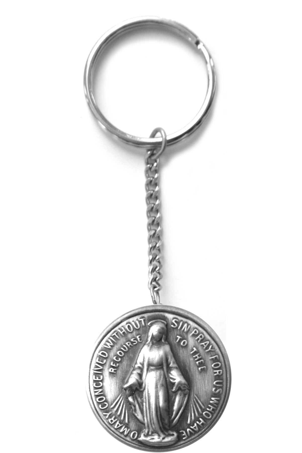 Miraculous Medal Pocket Rosary Box Keychain