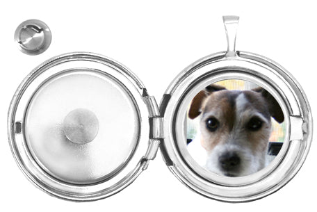 Sterling Silver Round Pet Memorial Loving Memory Locket with Paw