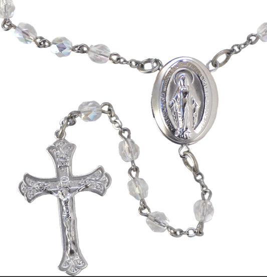 Miraculous Oval Locket Center Rosary Beads