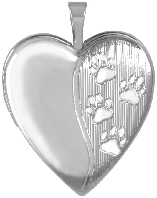 Sterling Pet Locket With Four Paw Prints