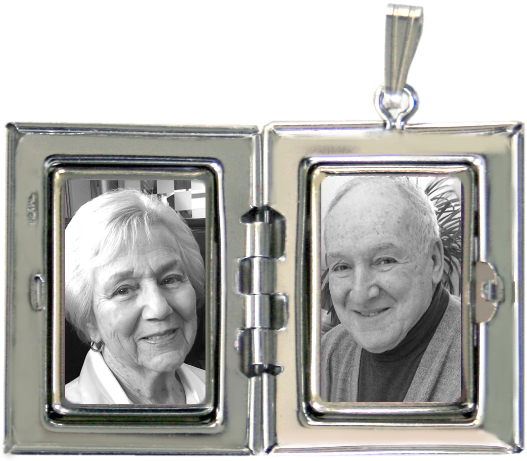 Sterling Silver Embossed Rose Rectangle Locket