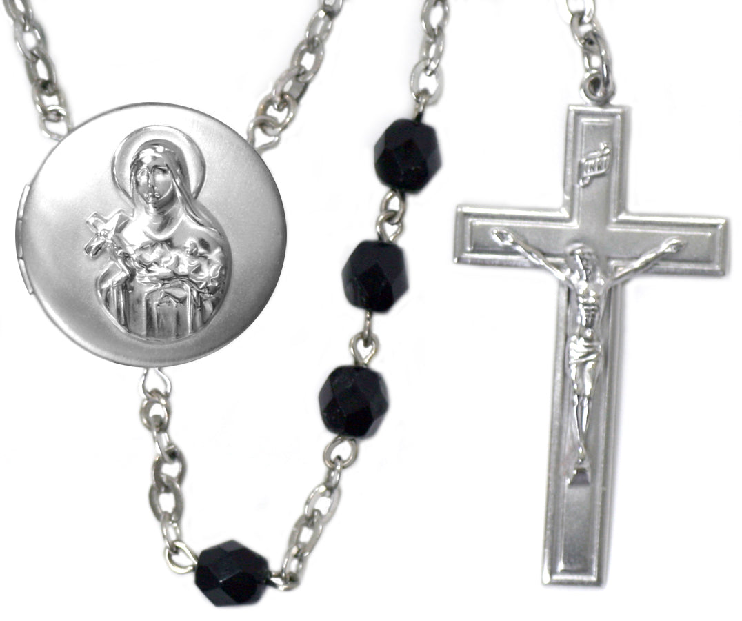 Saint Therese Locket Center Rosary Beads
