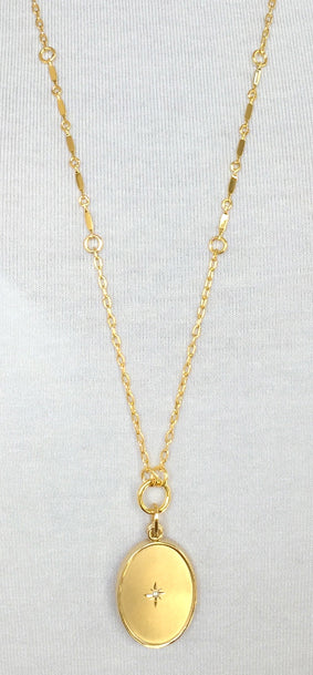 My North Star with Diamond Oval Slide Locket Necklace