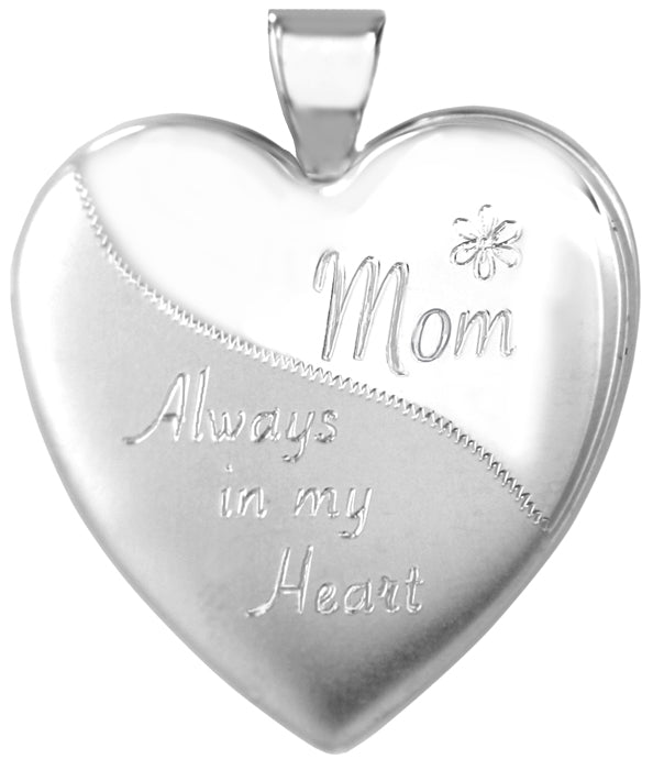 Mom Heart Locket in Sterling Silver