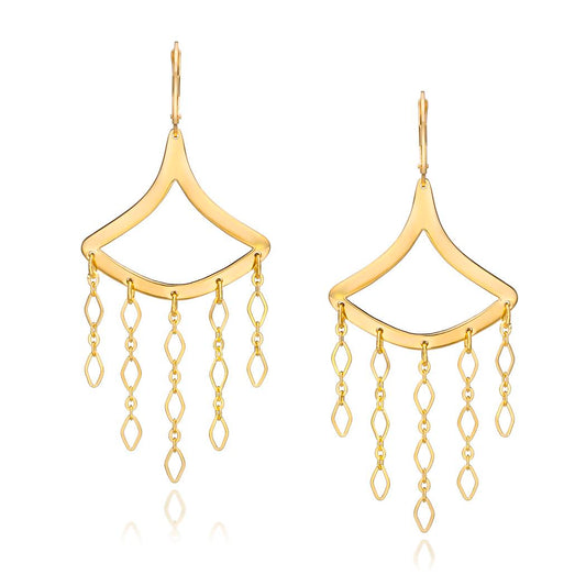 14k Gold Dipped Mid-Century Retro Drop Chandelier Earrings