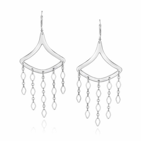 Mid-Century Retro Sterling Drop Chandelier Earrings