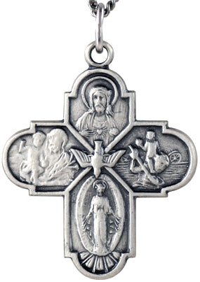 Sterling Silver Large 4 Way Cross Necklace