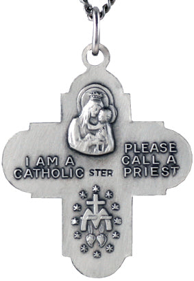 Sterling Silver Large 4 Way Cross Necklace