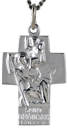 Sterling Silver Saint Christopher Cross Necklace