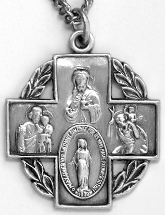 Large Sterling Silver 4 Way Cross Necklace