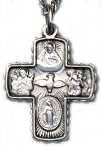 Sterling Silver Small 4 Way Cross Necklace