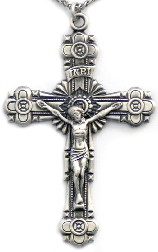 Sterling Silver Large Crucifix Necklace