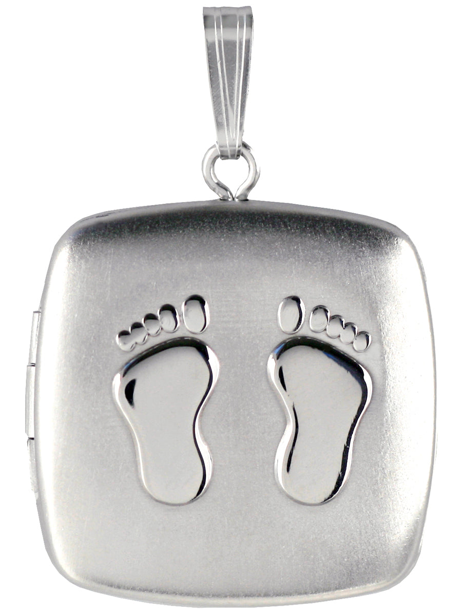 Baby Feet Sterling Silver Cushion Locket