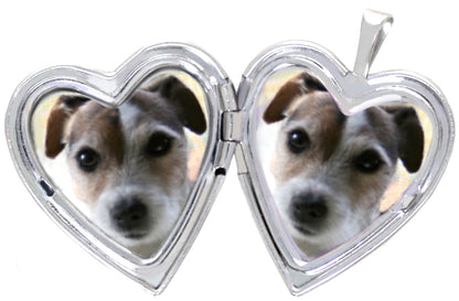 Sterling Silver Pet Heart Locket with Paw and Pink Heart