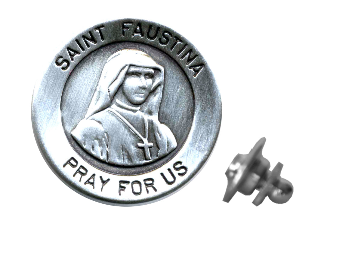 Saint Faustina Devotional Candle with lapel pin