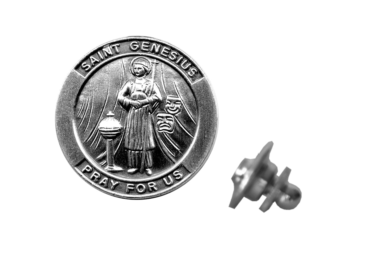 Saint Genesius Devotional Candle with lapel pin