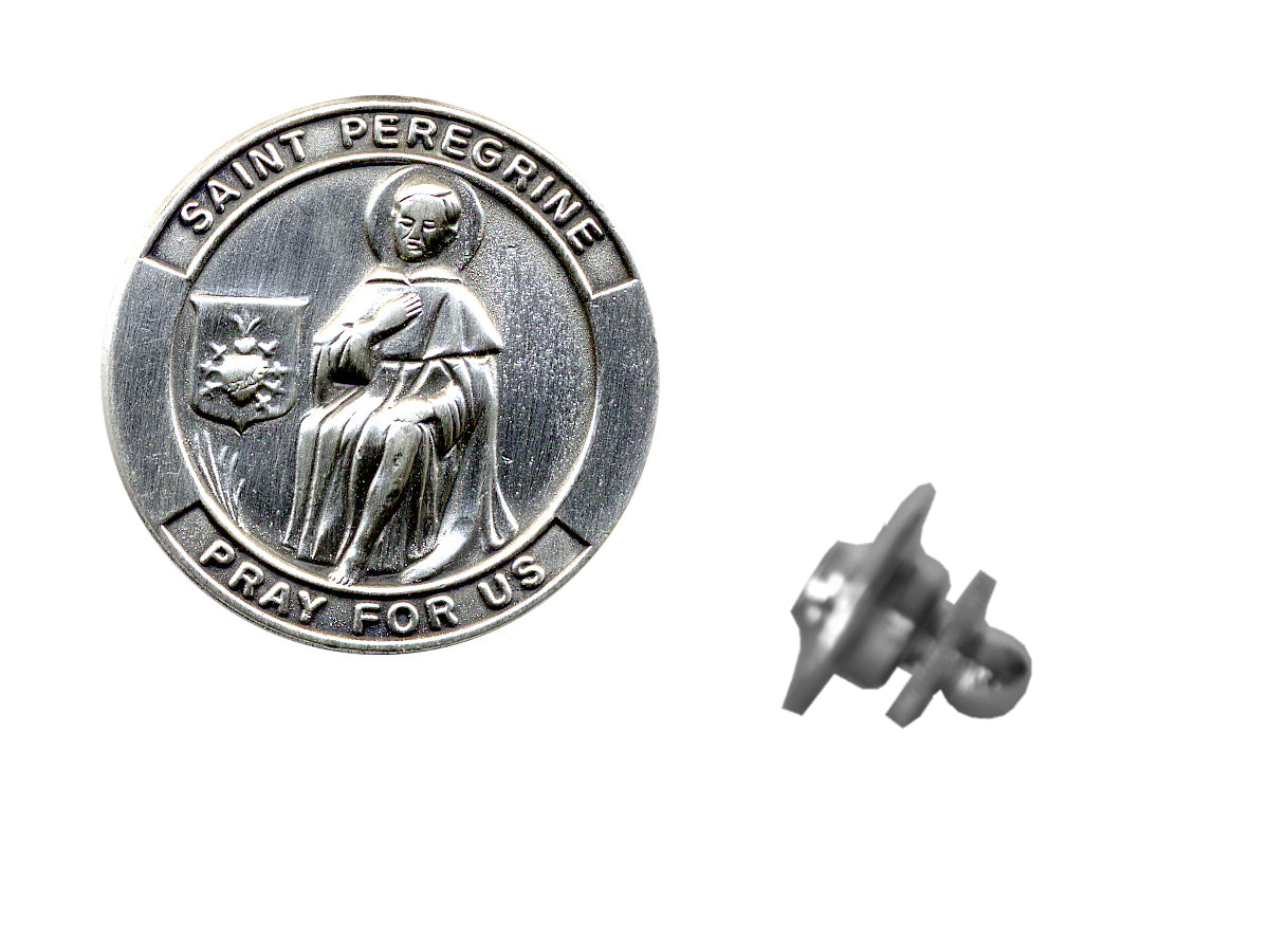 Saint Peregrine Devotional Candle with lapel pin