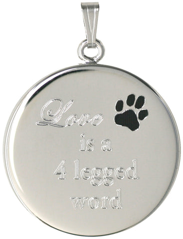 Love is a 4 legged word Pet Paw Memorial Cremation Container Necklace
