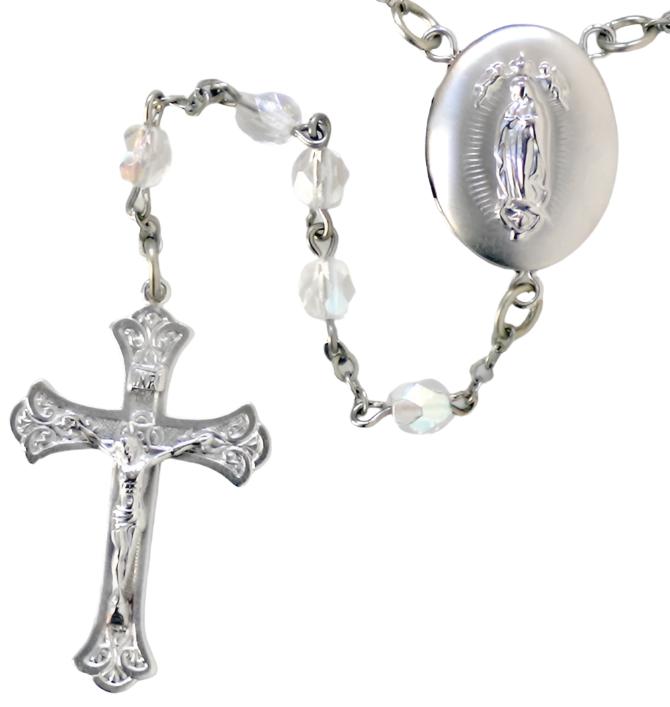 Our Lady of Guadalupe Oval Locket Center Rosary Beads