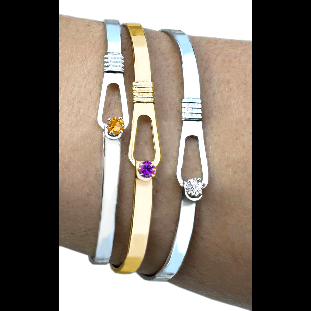 Forever Hugs Birthstone Bangle Bracelet JULY