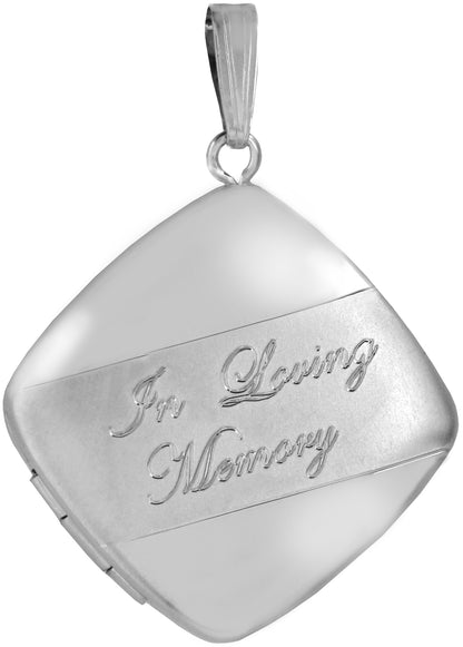 Sterling Silver Loving Memory Memorial Cushion Locket