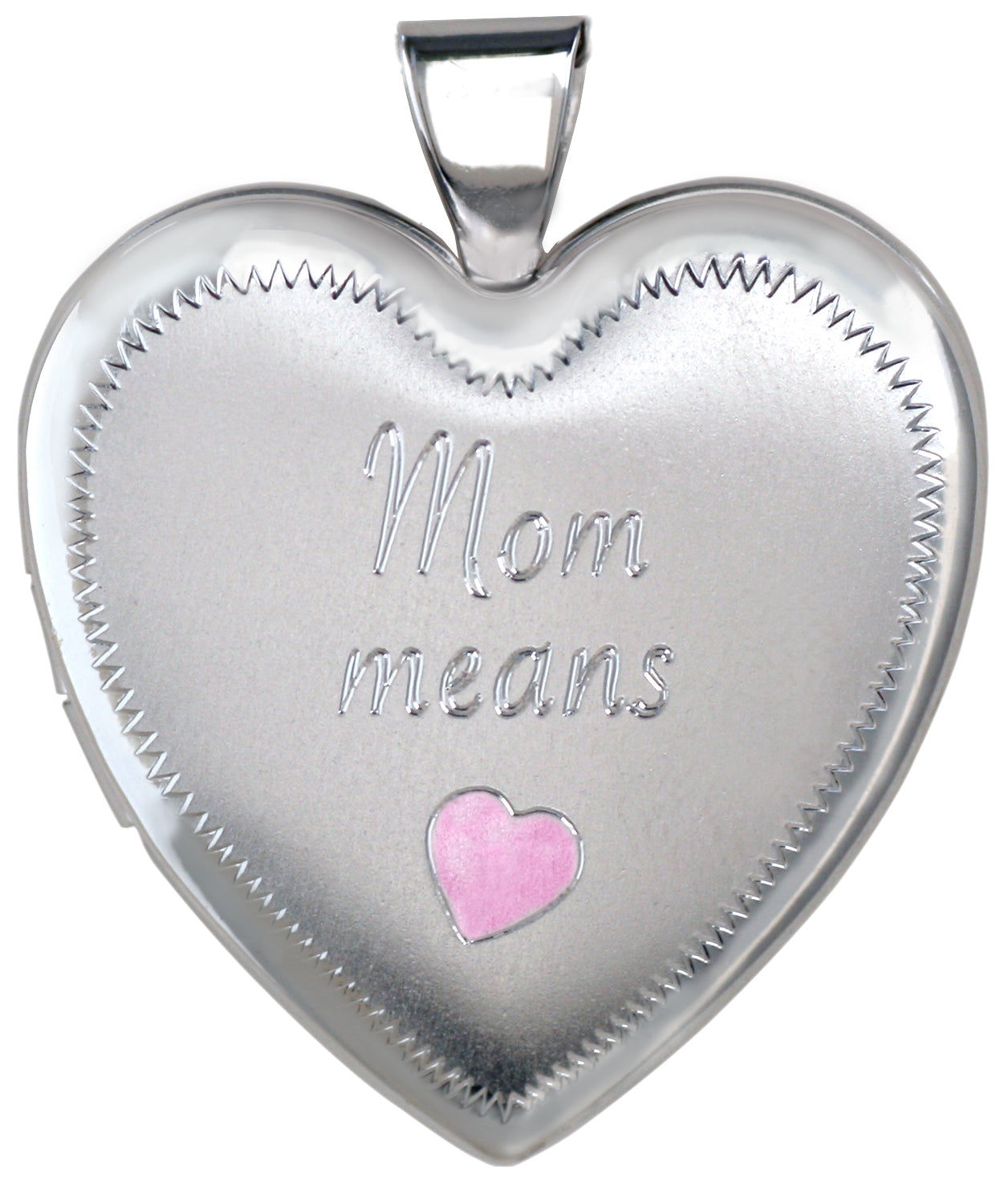 Sterling Silver Mom means Love Heart Locket