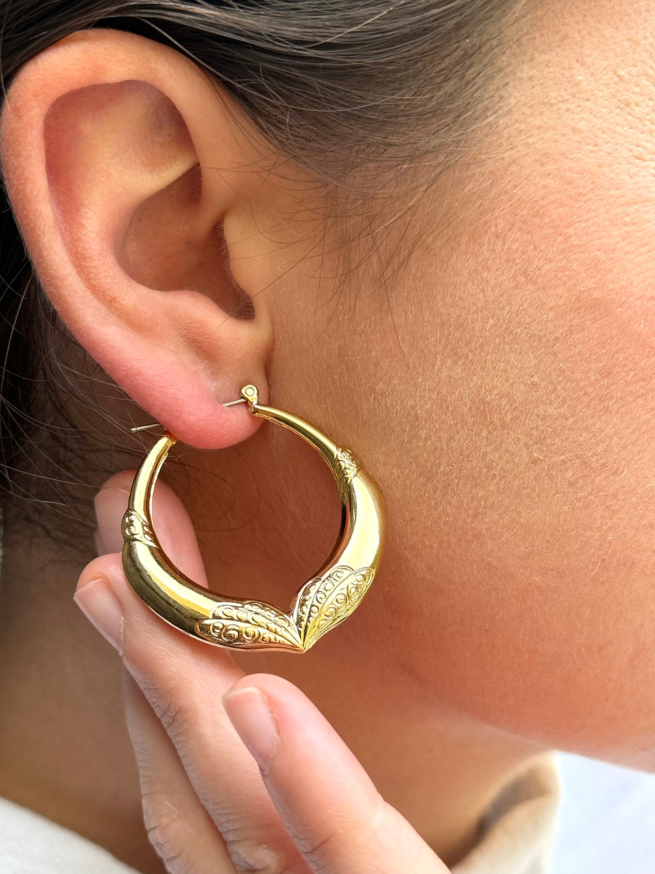 Gold Plate Medium Dainty Hollow Hoop Earrings