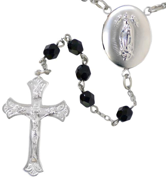 Our Lady of Guadalupe Oval Locket Center Rosary Beads