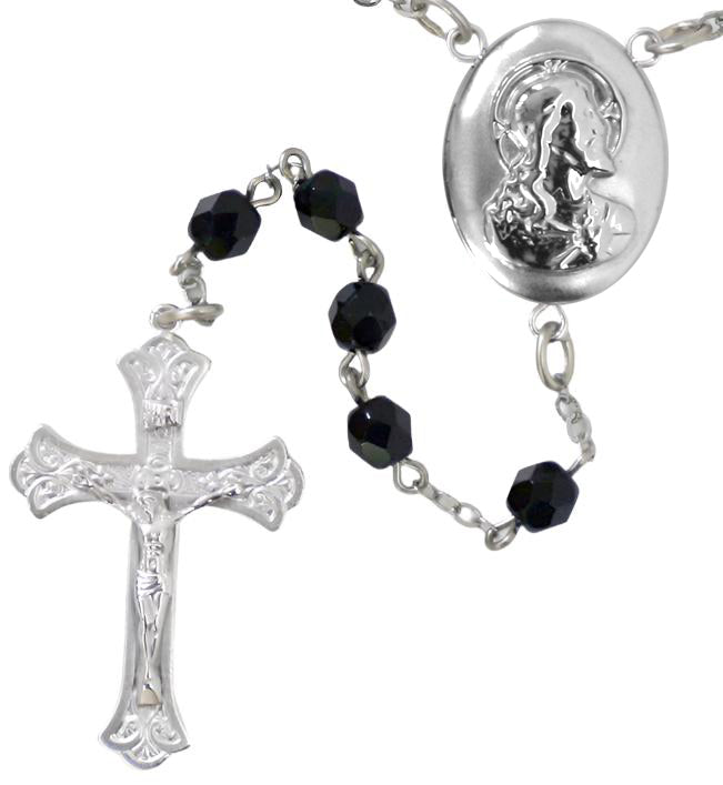 Sacred Heart of Jesus Oval Locket Center Rosary Beads