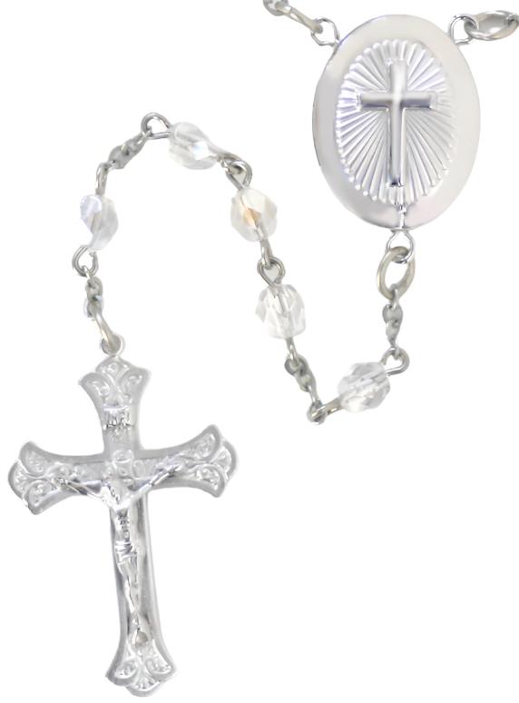 Cross Oval Locket Center Rosary Beads