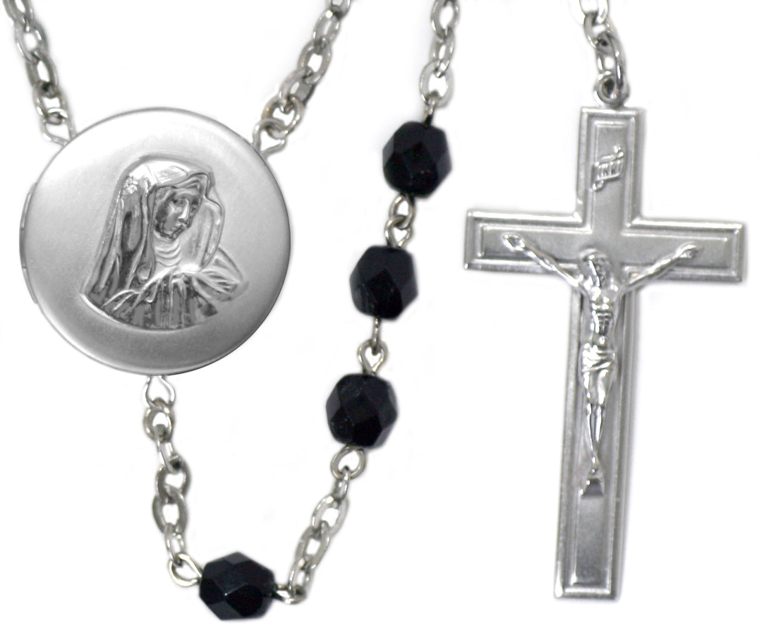 Our Lady of Sorrows Locket Center Rosary Beads