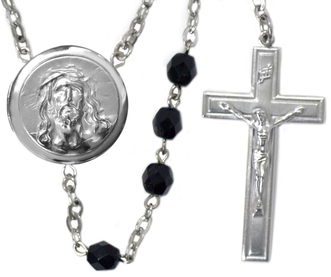 Ecce Homo Locket Center Rosary Beads