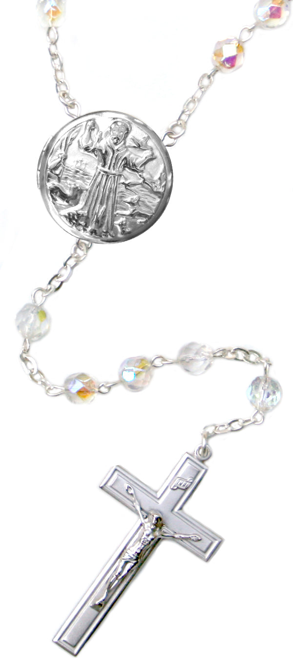 Saint Francis Locket Center Rosary Beads