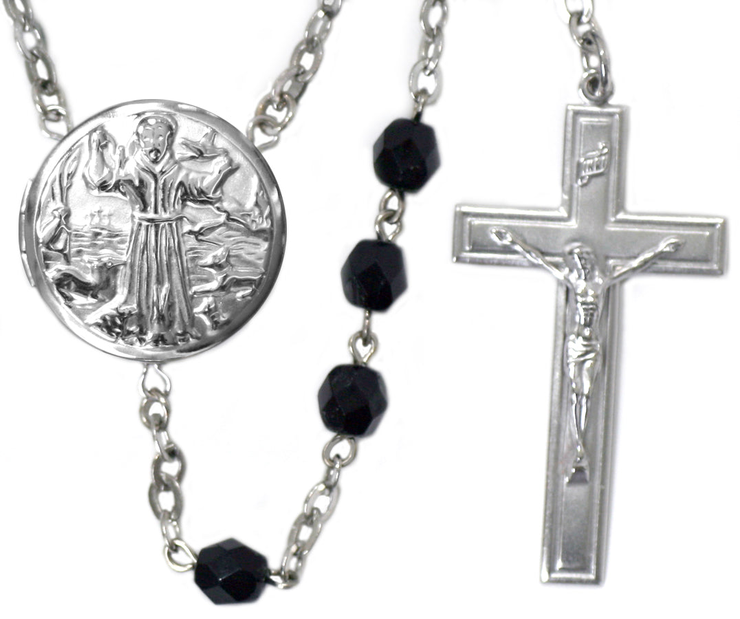 Saint Francis Locket Center Rosary Beads