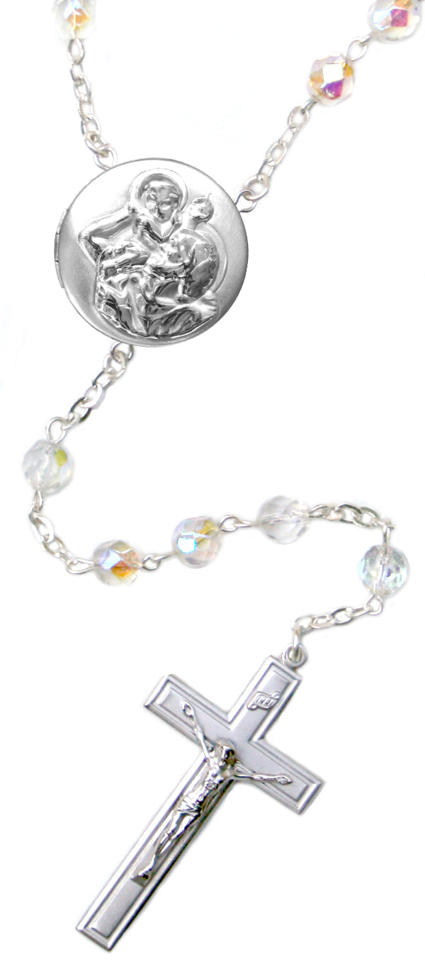 Saint Christopher Locket Center Rosary Beads