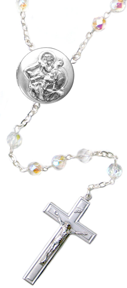 Saint Christopher Locket Center Rosary Beads