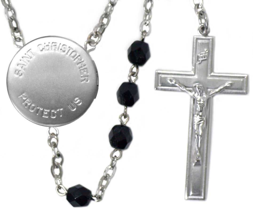 Saint Christopher Locket Center Rosary Beads