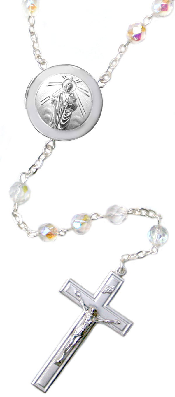 Saint Jude Locket Center Rosary Beads