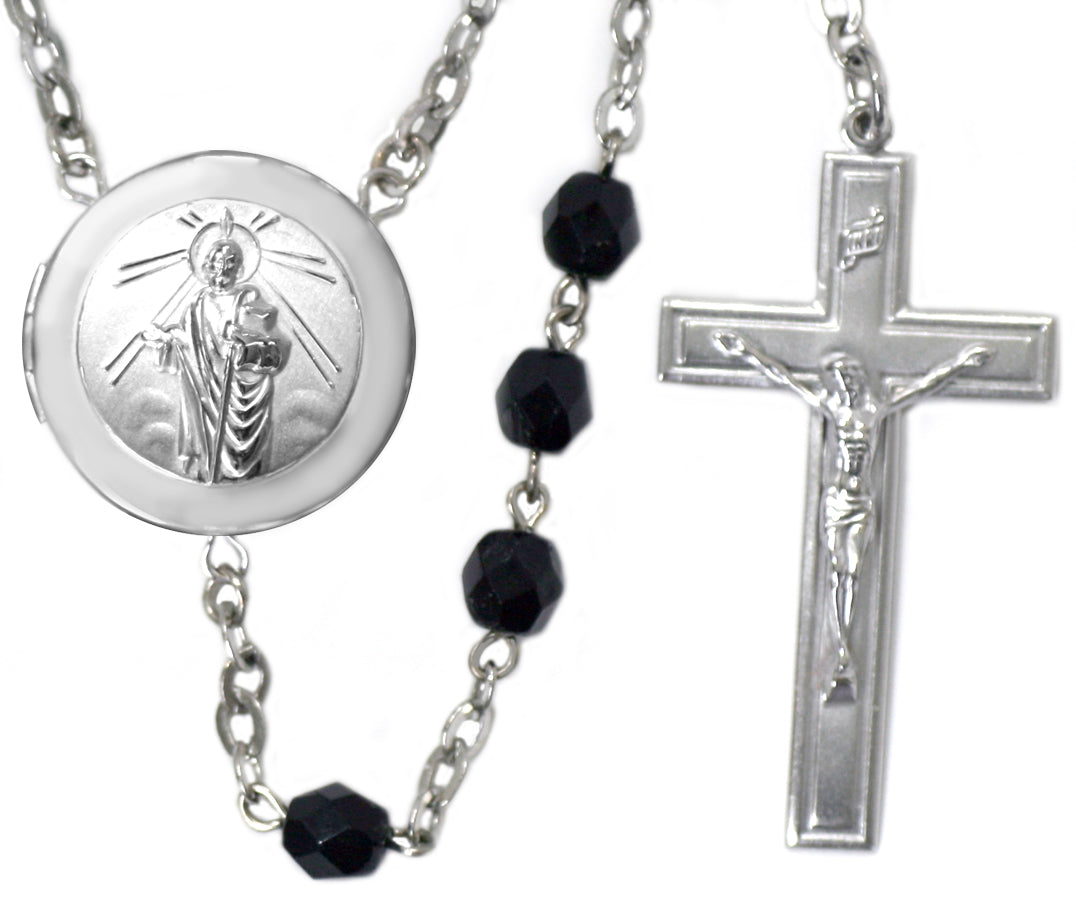 Saint Jude Locket Center Rosary Beads