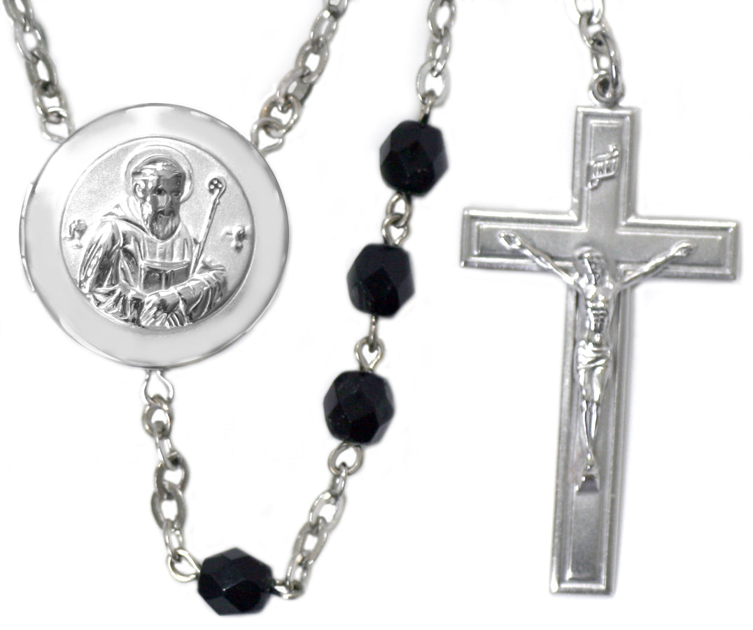 Saint Benedict Locket Center Rosary Beads