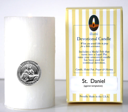 Saint Daniel Devotional Candle with lapel pin