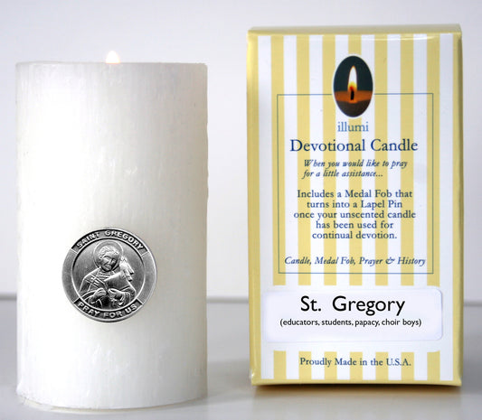 Saint Gregory Devotional Candle with lapel pin