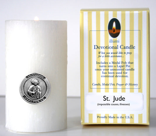 Saint Jude Devotional Candle with lapel pin