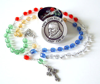 Pope John Paul II World Peace Rosary Box with World Peace Rosary Beads
