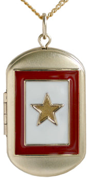 Vermeil Sterling Silver Gold Star Flag Locket Pendant
