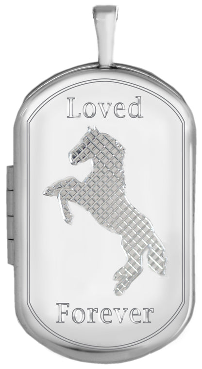 Sterling Silver Horse Memorial Dog Tag Locket