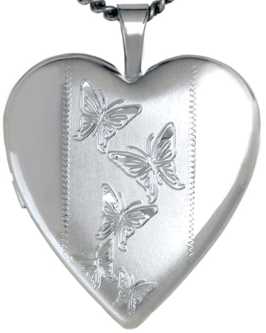 sterling silver butterflies heart locket