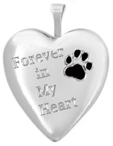 Sterling Silver Pet Memorial Heart Locket with Paw